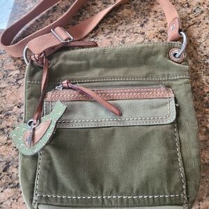 Fossil Green Canvas Bag with Key Charm